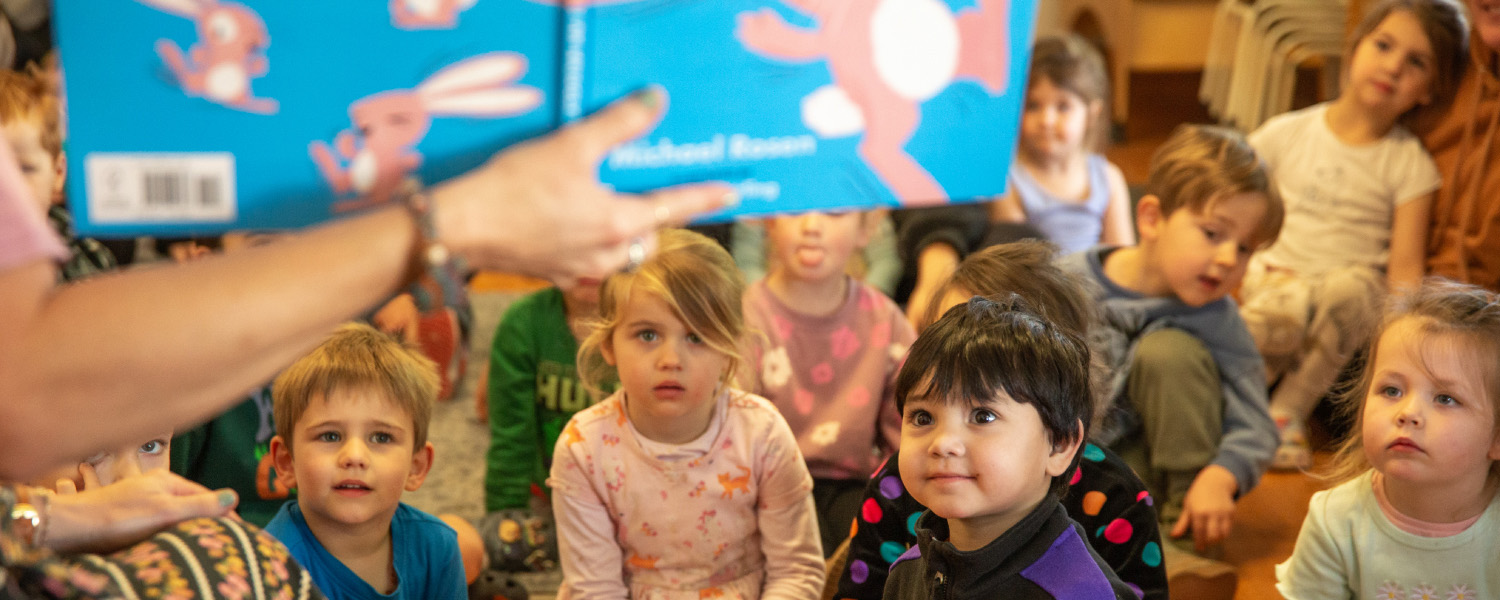 Children taking part in a library storytelling session.
